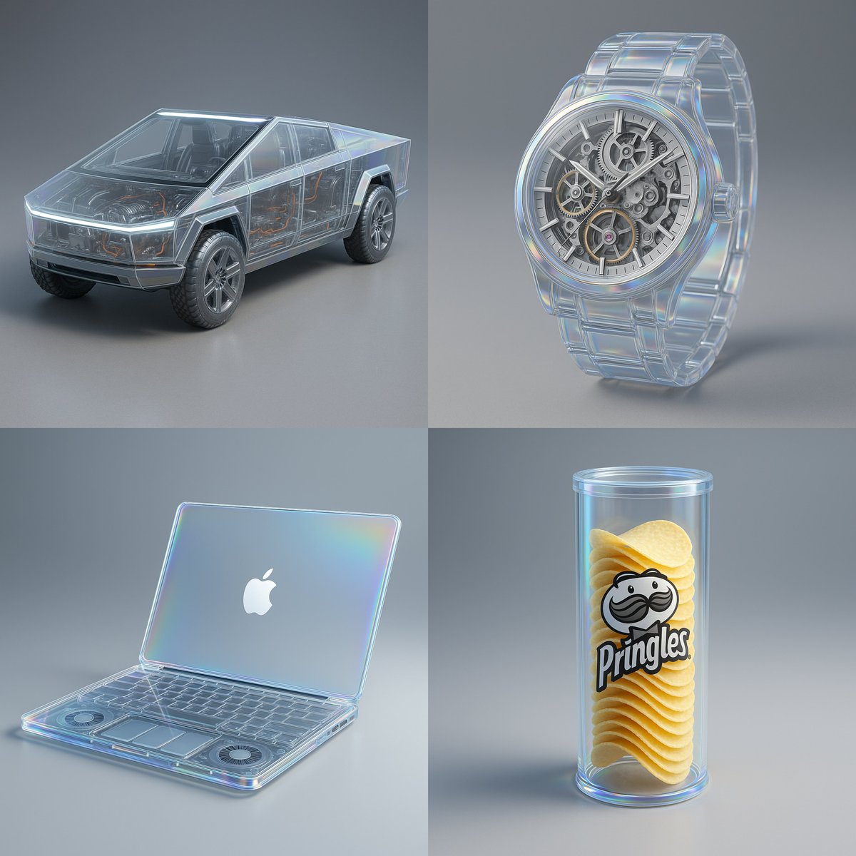Fully Transparent Product Made of Ultra-clear Iridescent Glass