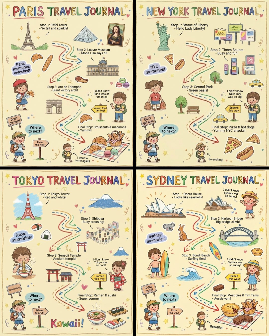 Create a Vibrant Child-like Crayon-style Vertical 4 5 Illustration Titled City