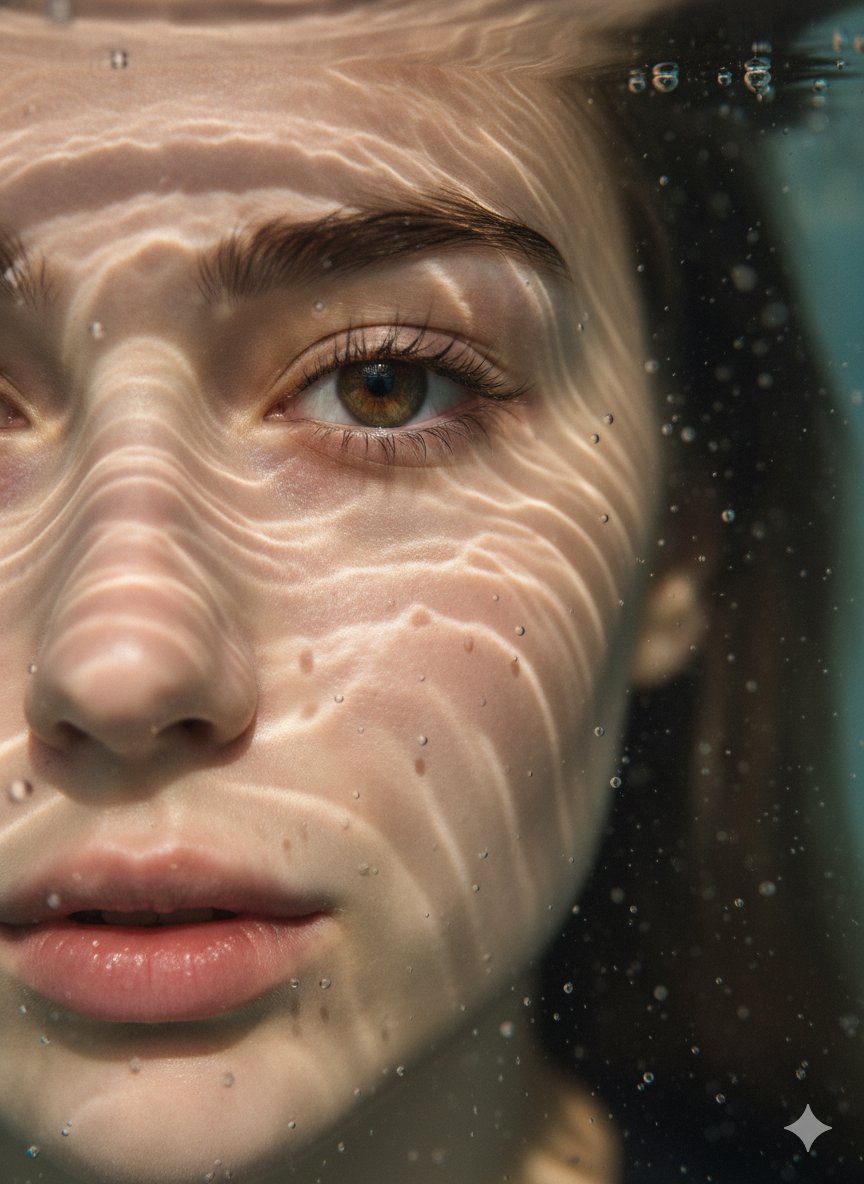 Ultra-Realistic Detail-Rich Underwater Close-Up Portrait