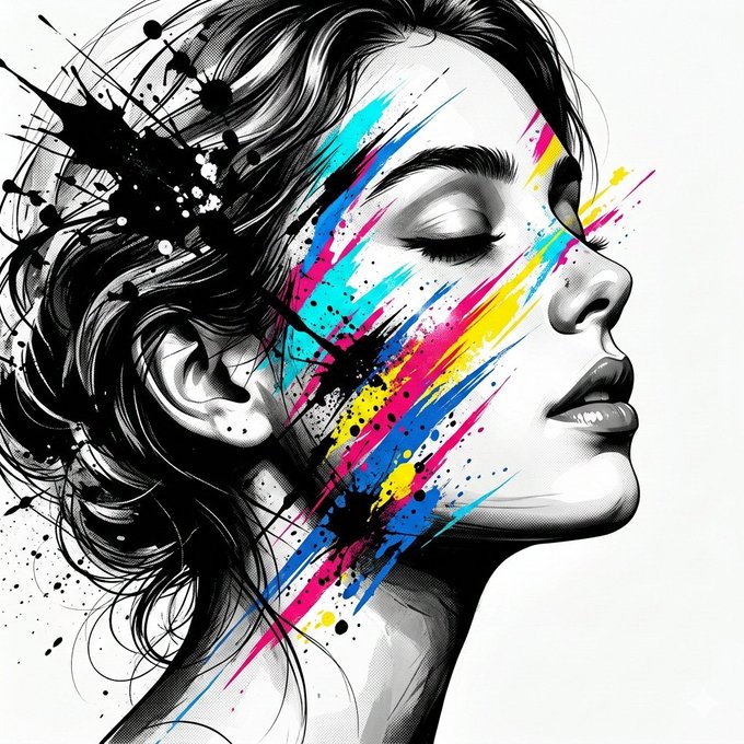 Black and White Color Splash Portrait of a woman