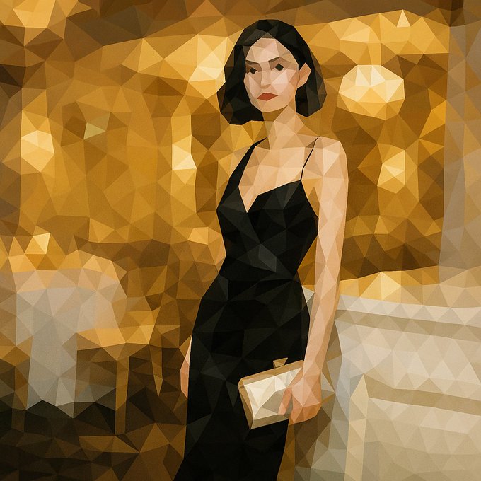 This Image into a Refined Low-poly Mosaic Style