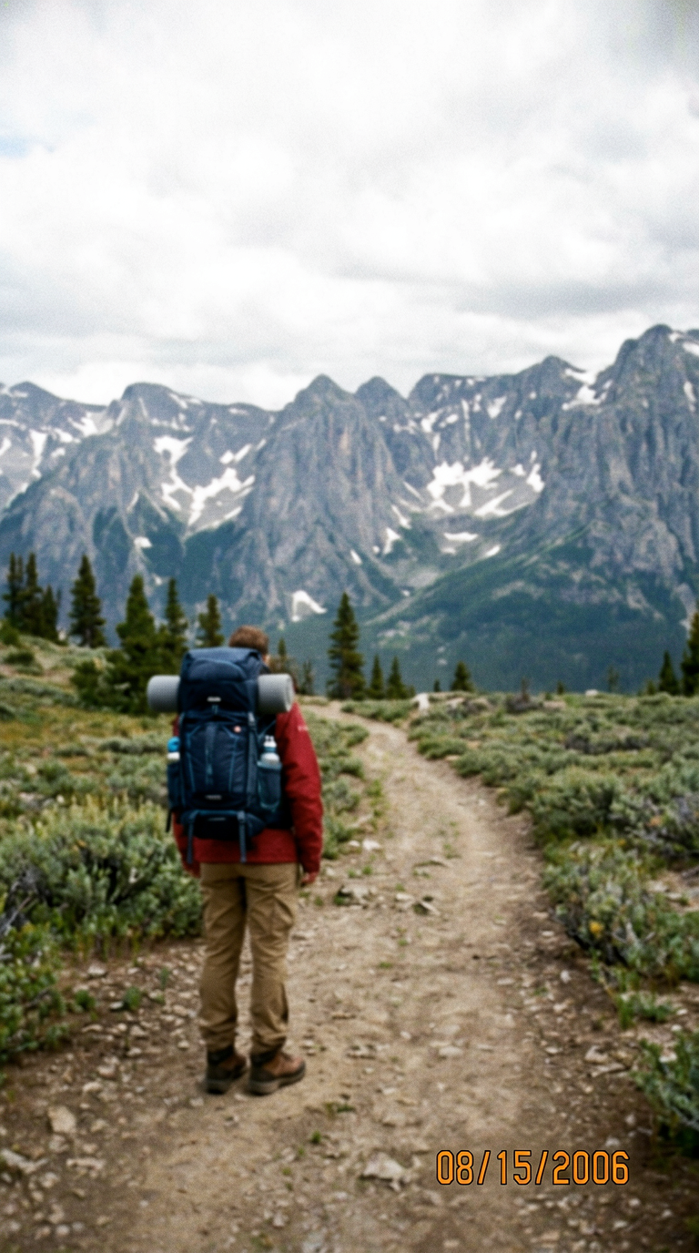 Hiker Overlooking the Rocky Mountains