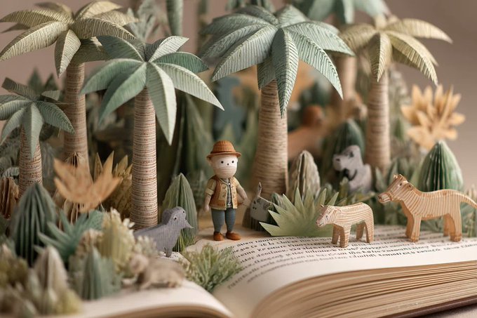 3D Pop-up Book Illustration Featuring a Subject