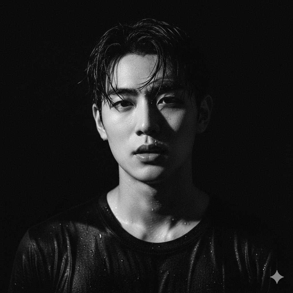 A High-Drama Black-and-White Close-Up Portrait