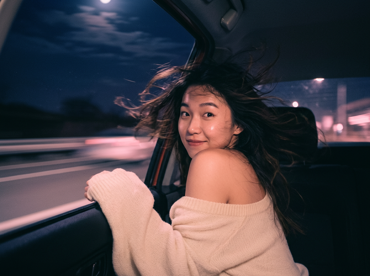 Cinematic Night In-Car Intimate Portrait