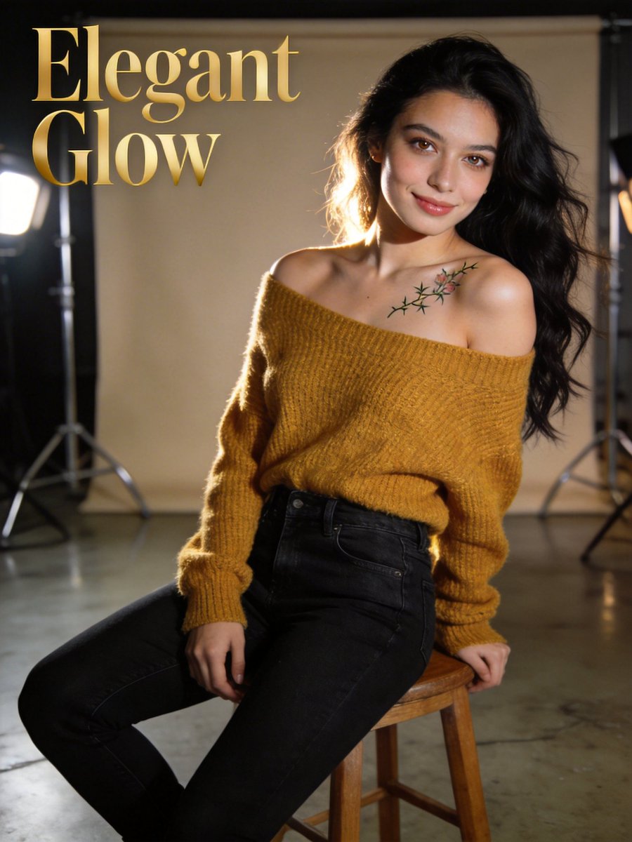 Golden Sweater Confident Portrait