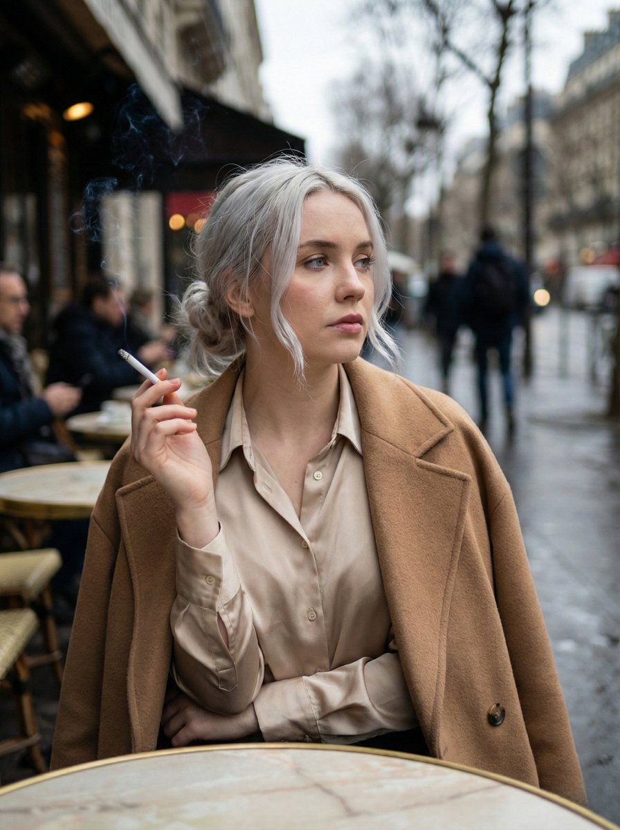 Parisian Rainy Cafe Portrait