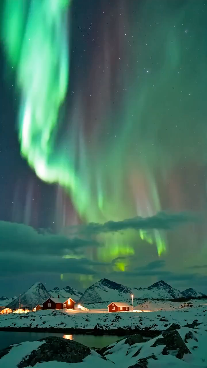 Healing Eastern Girl under Arctic Aurora
