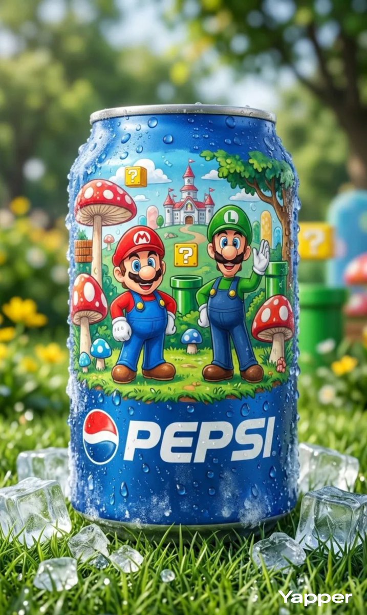 Iced Mario Pepsi on Grass