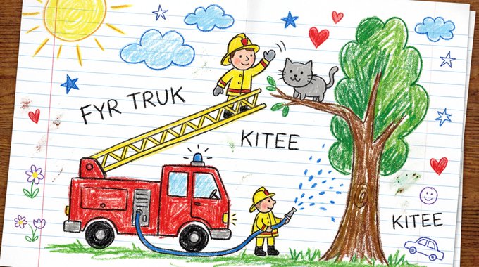 VISUAL as If Created by a Cheerful 6-year-old on White Notebook
