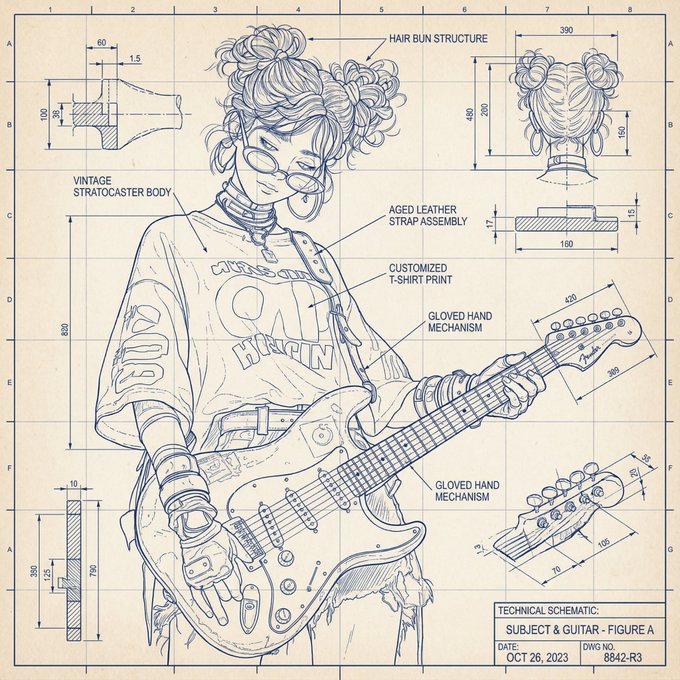 A Highly Detailed Blueprint-style Technical Schematic Based on the Uploaded Photo