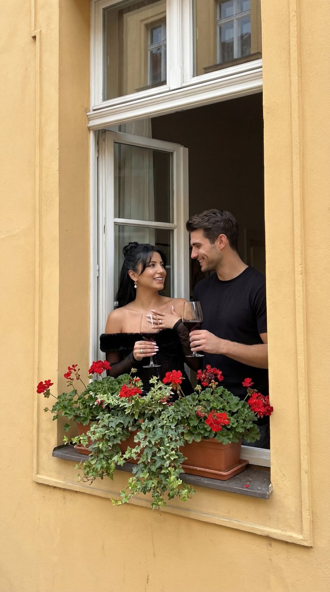 Romantic Couple Yellow Facade