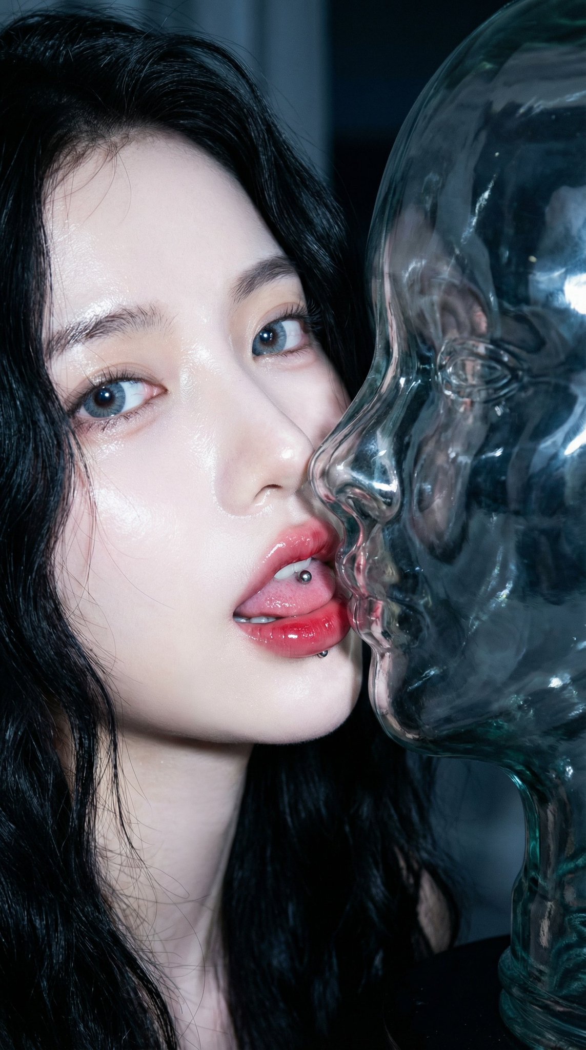 Glass Lip Night Closeup
