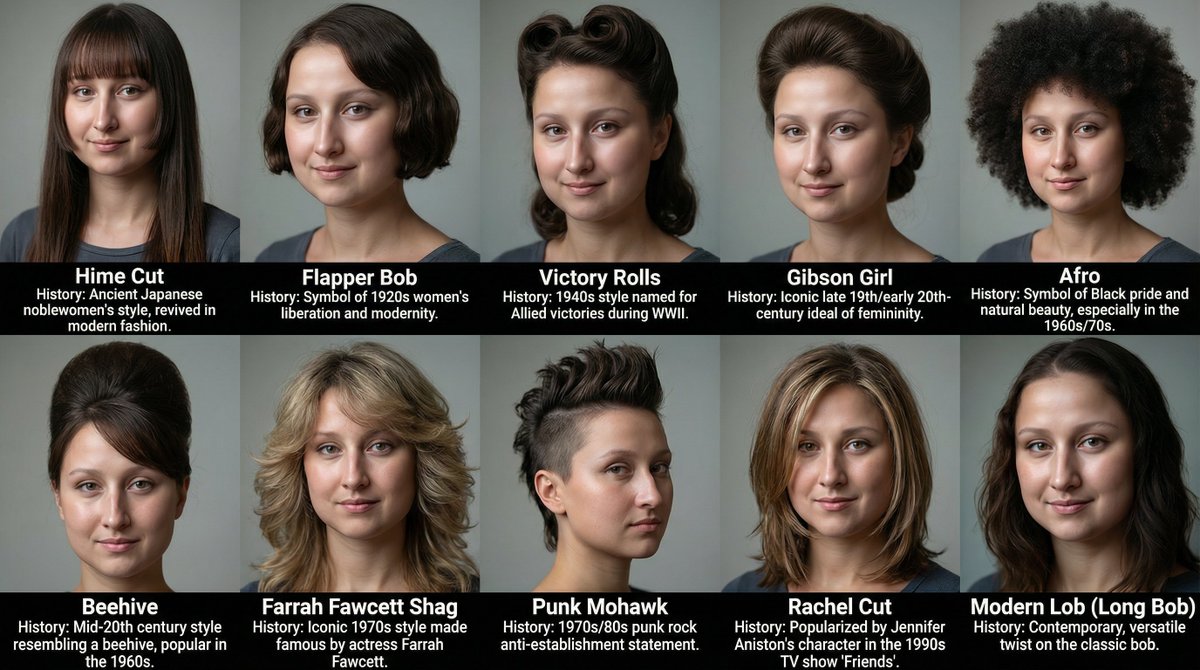 A Grid of 10 Different Hairstyles for This Women