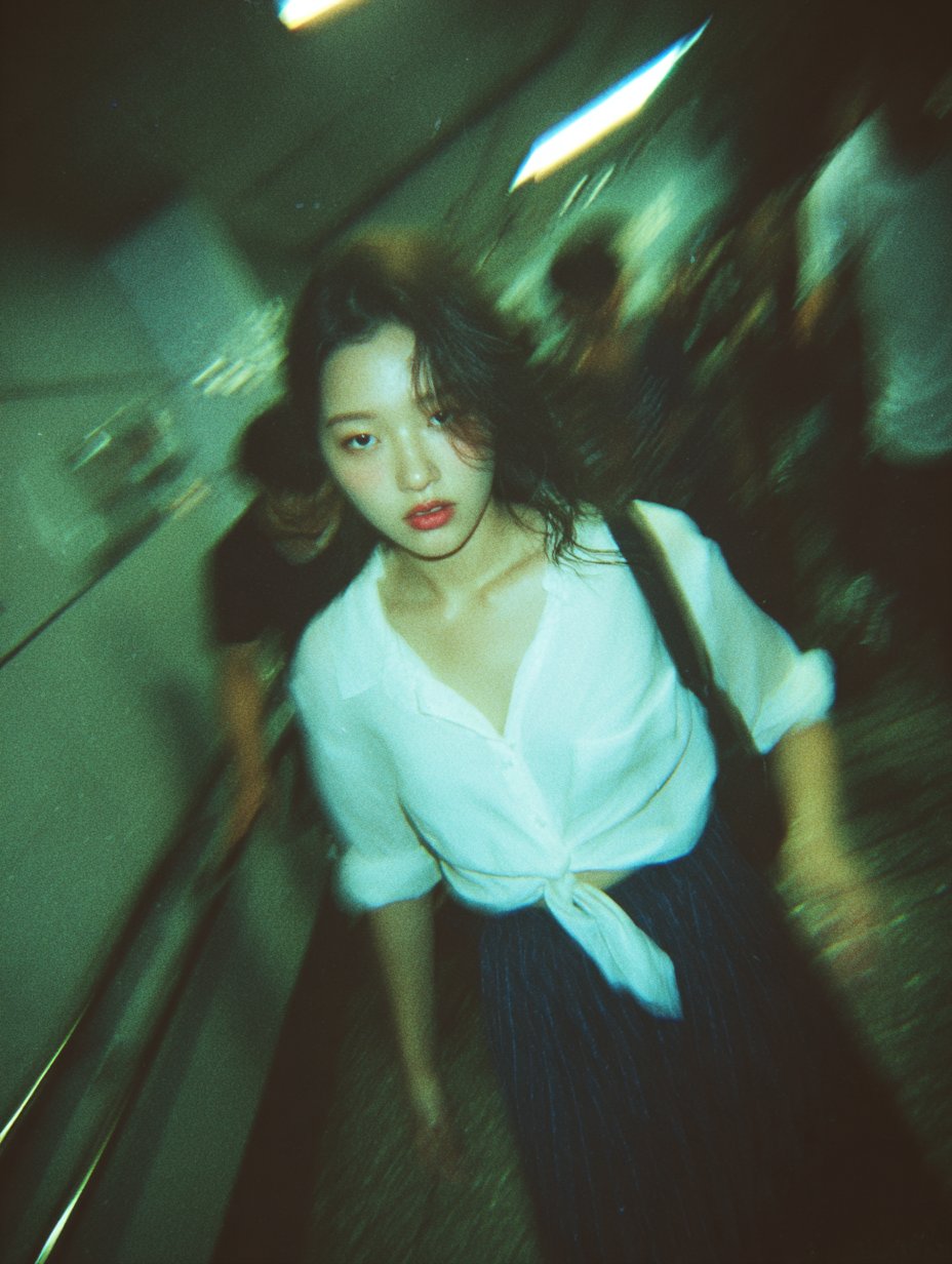 Blurry High-grain Snapshot Taken in a Tokyo Subway Stairwell Charged with