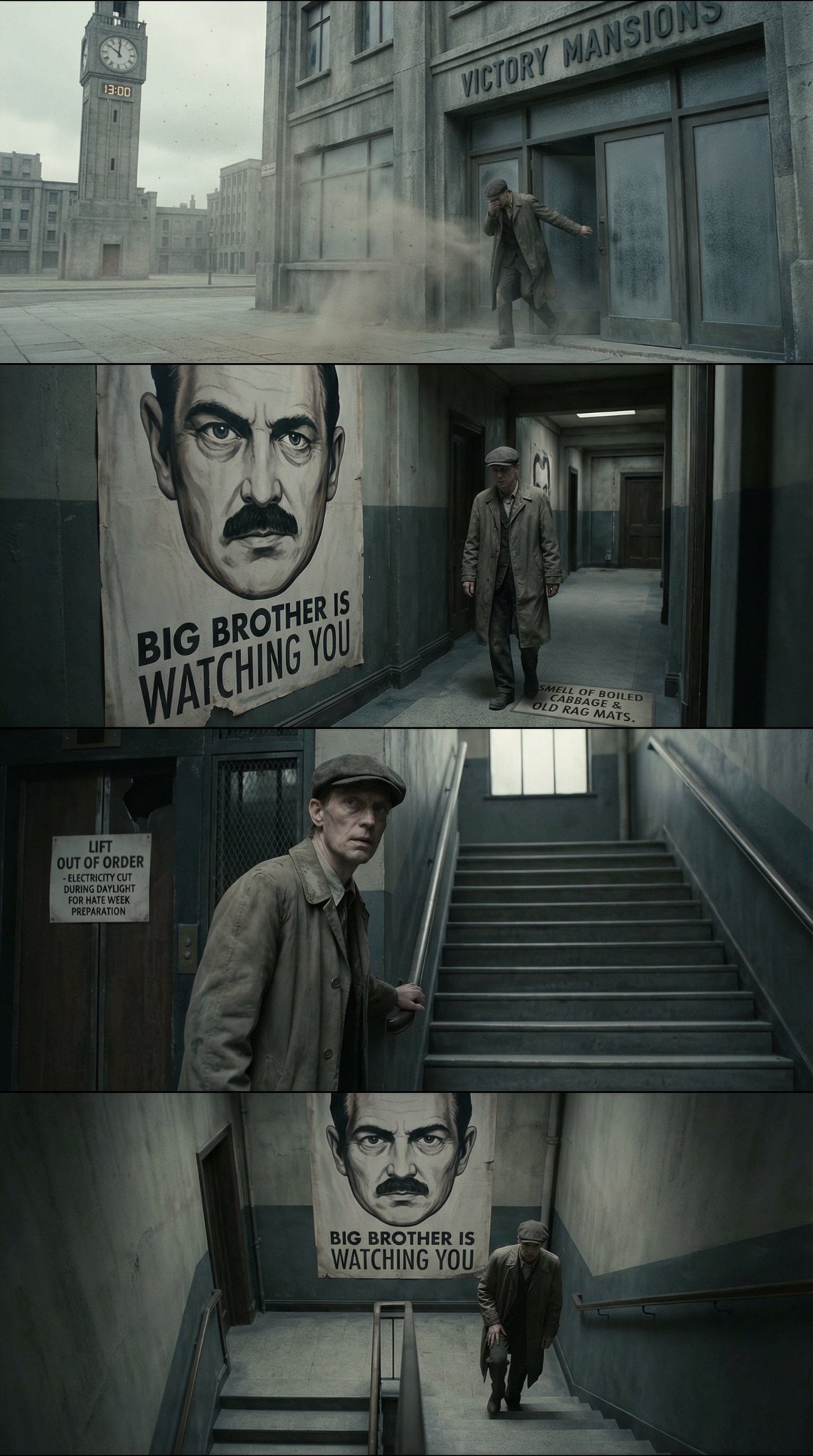 A Cinematic Storyboard of the First Page of 1984 by Using