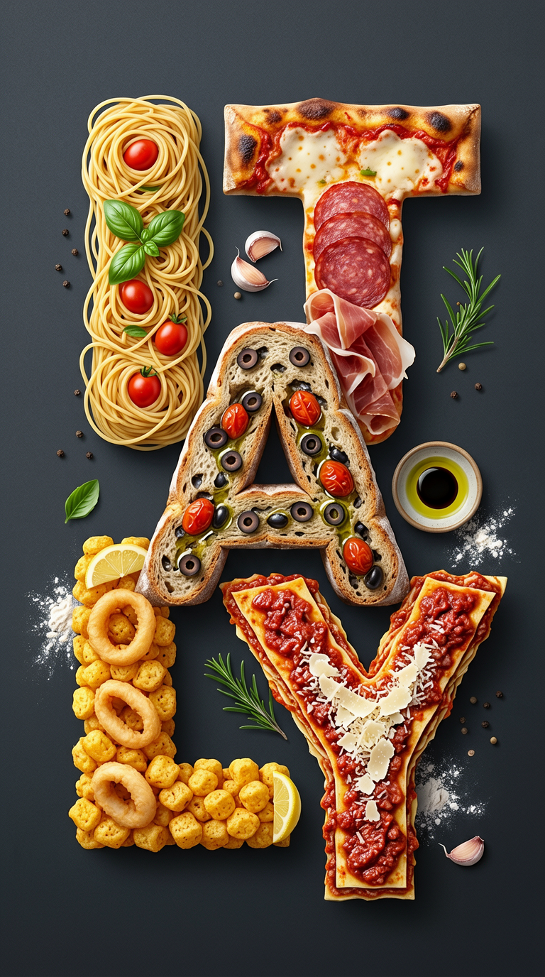 Italian Food Letter Creative Illustration