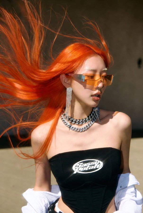 Neon Orange Hair Cool Girl