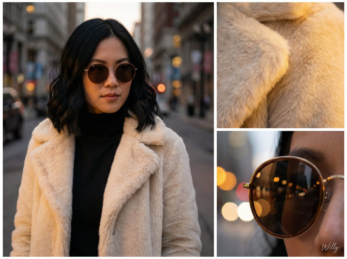 Eurasian Fur Coat Sunglasses Street