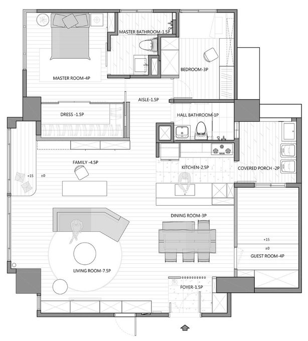Aerial View Japandi House Plan