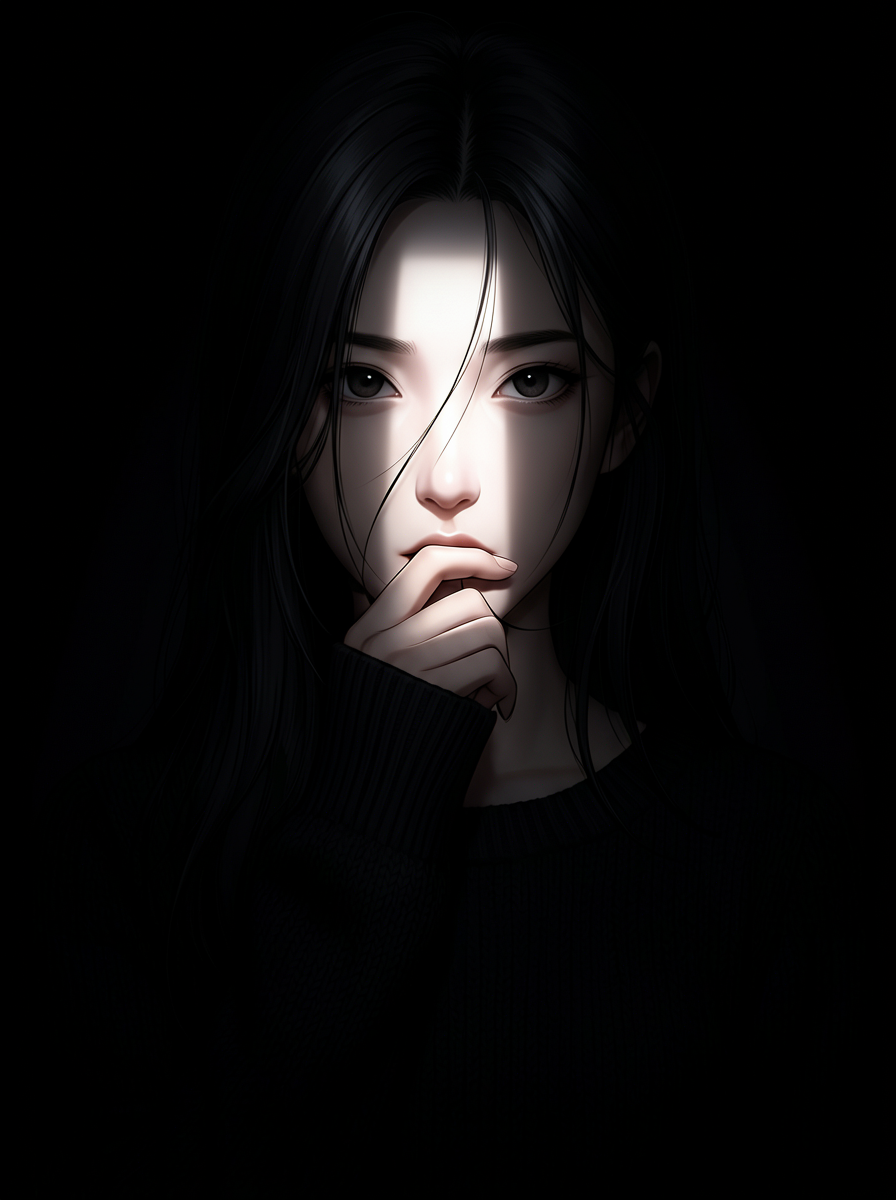 Low-Light Focused Anime Female Portrait