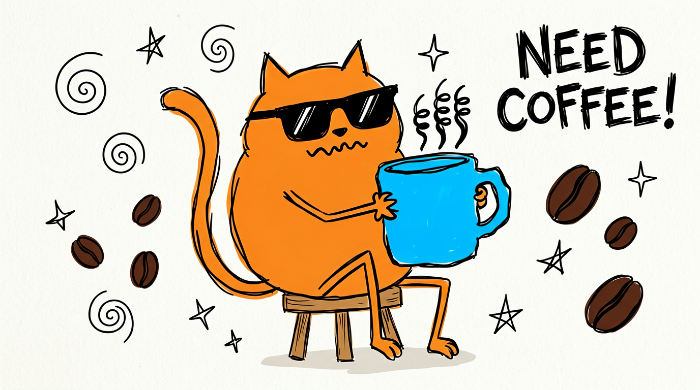 Doodle-Style Fat Orange Cat Fun Illustration