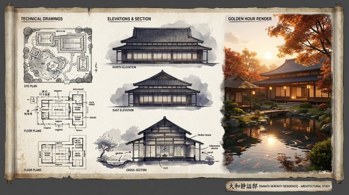 Expert Architectural Illustrator's Presentation Board for a STYLE Residence Featuring KEY