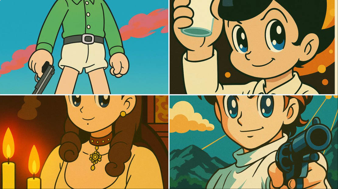 This Image into a 1960s Tezuka-style Illustration