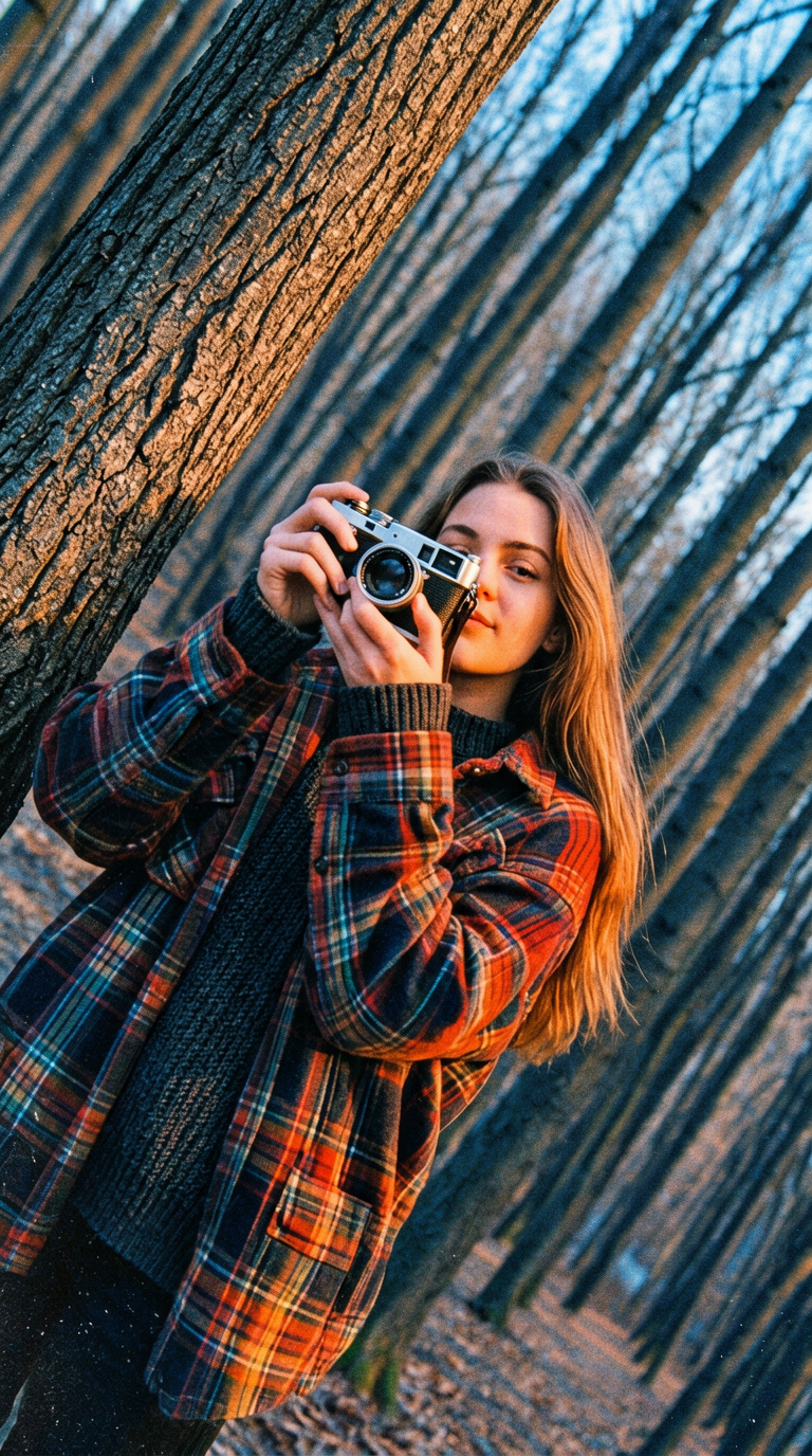 Winter Forest Retro Film Portrait
