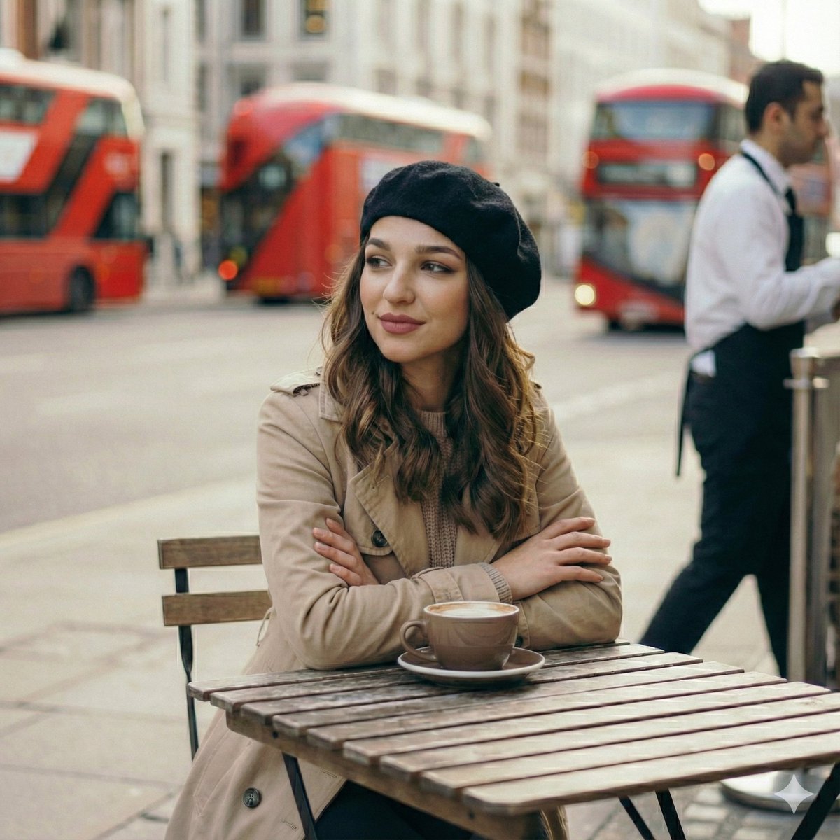 London Spring Morning Cafe Girl