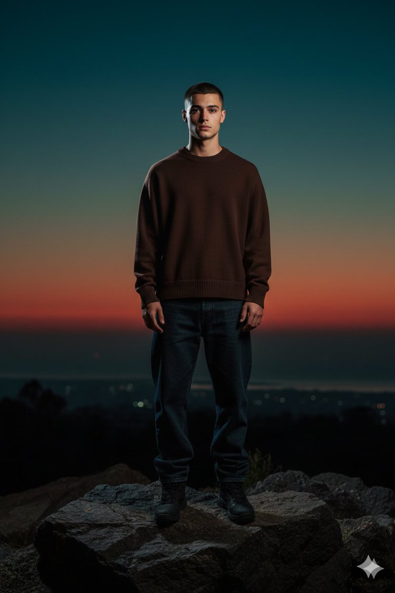 Blue Hour Buzz Cut Flash Portrait