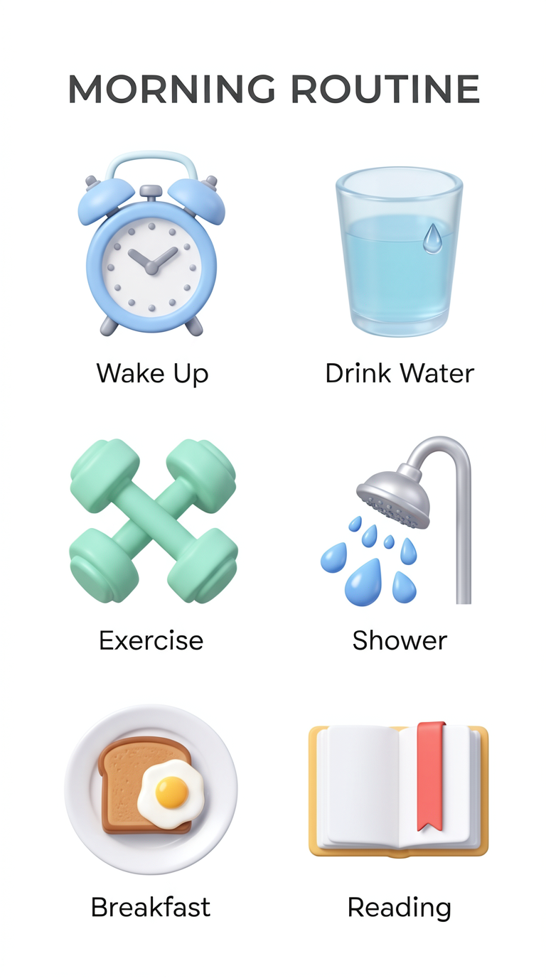 Morning Routine 3D Icon Collection