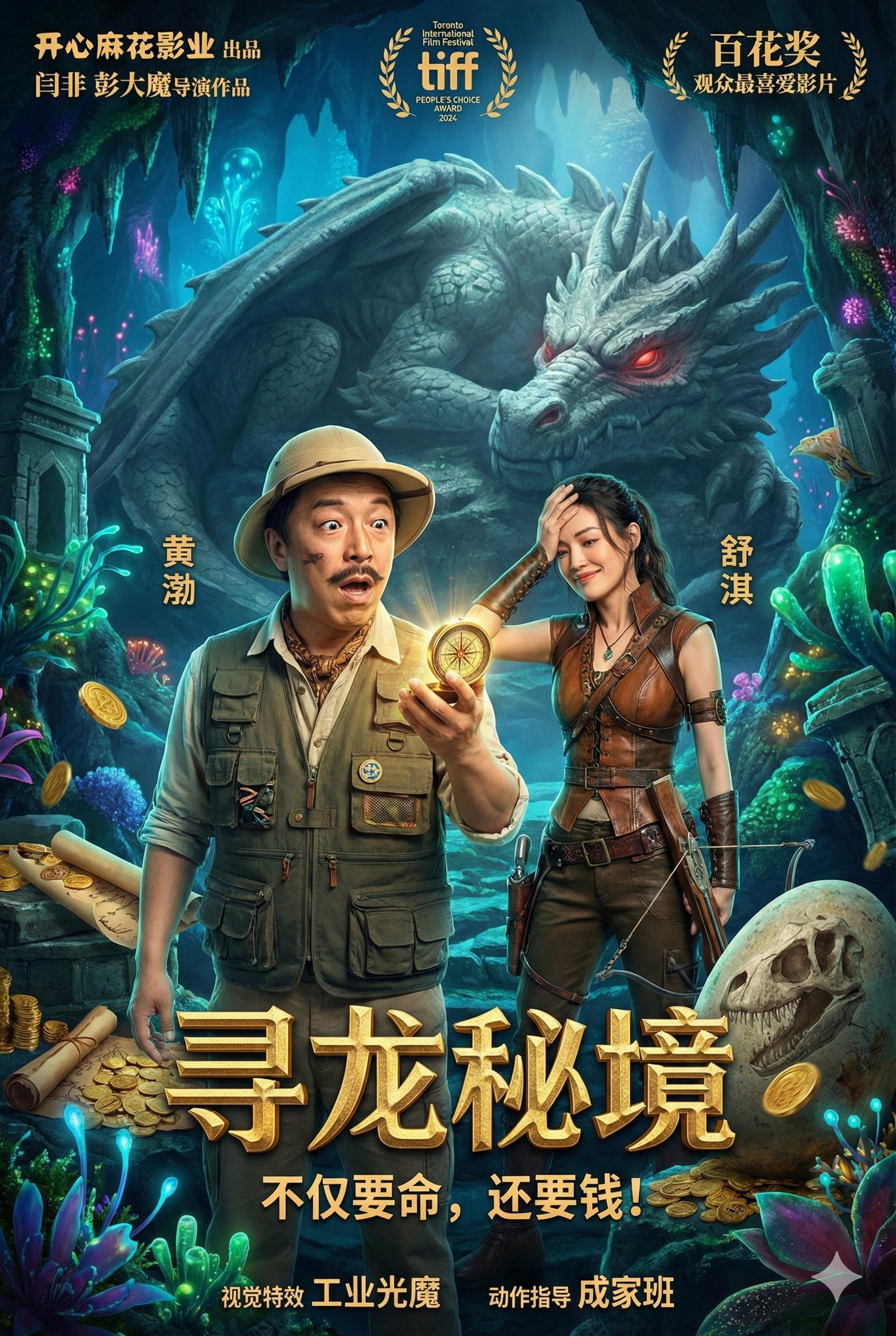 Fantasy Adventure Comedy Poster: Dragon-Seeking Realm