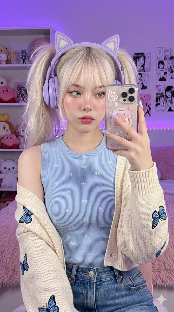 Kawaii Gamer Girl Purple Lighting