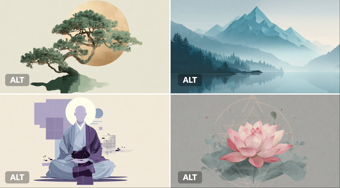 SUBJECT Illustrated in a Geometric Zen Tranquility Style Where Simplicity and