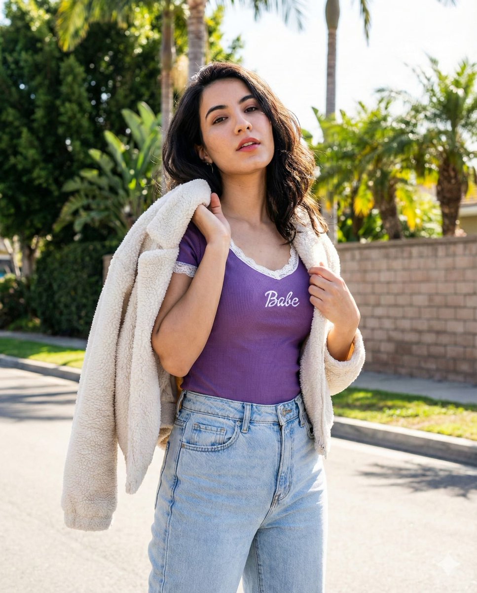 Sunny Palm Tree Purple Top Girl