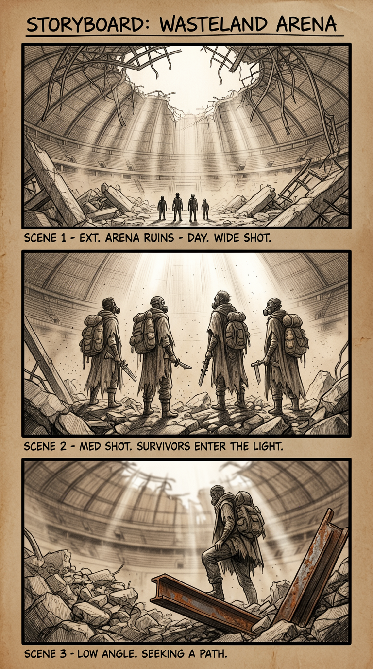 Wasteland Arena Movie Storyboard Sketch