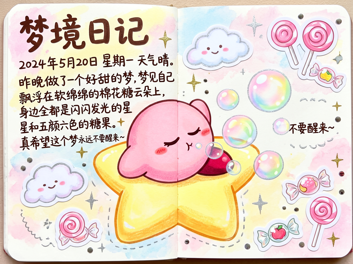 Kirby Sleeping & Blowing Bubbles Journal