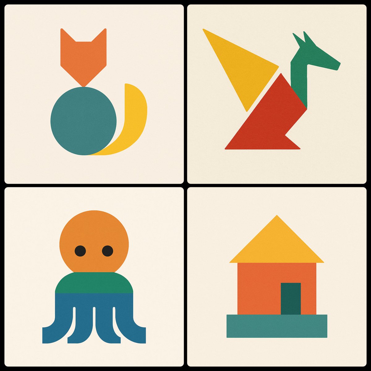 A Minimalist Image of a SUBJECT Using Three Geometric Shapes Using