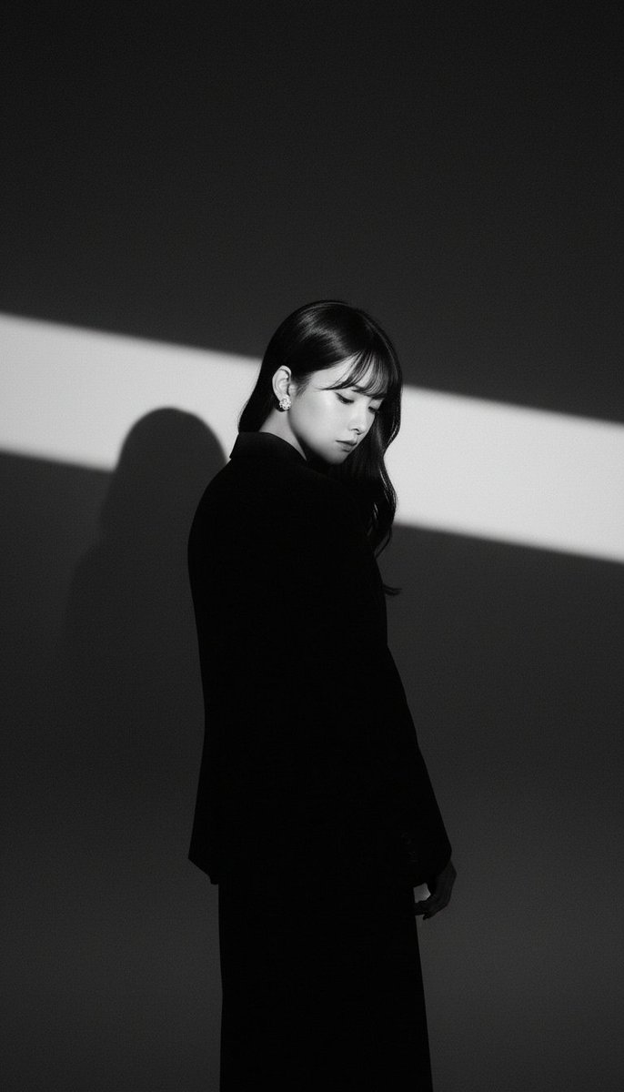 A Dramatic Black-and-White Studio Portrait