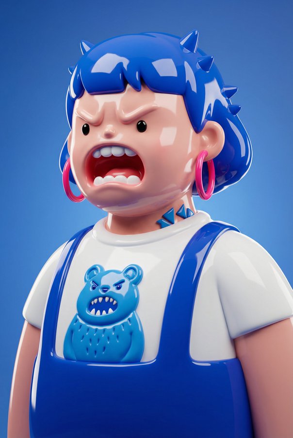 The Subject into a Glossy Designer-toy Character Inspired by the Reference