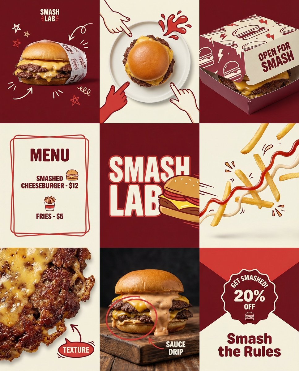 Trendy Food Brand Instagram Grid Design
