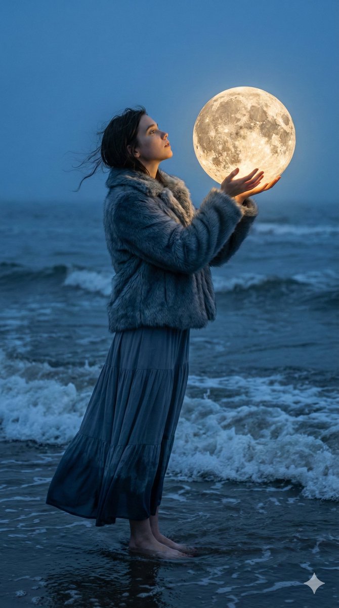 Twilight Sea Holding Dreamy Moon