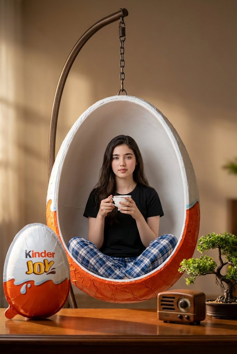 Cozy Afternoon in Giant Kinder Egg