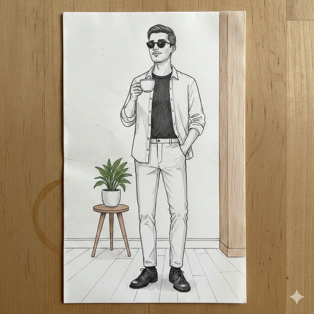 Minimalist Fashion Man Sketch