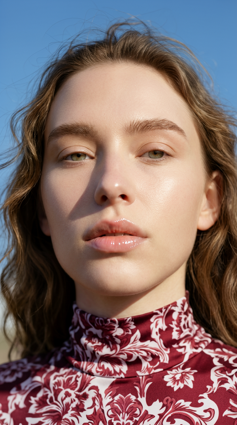 Breezy Fashion Face Close-Up Portrait