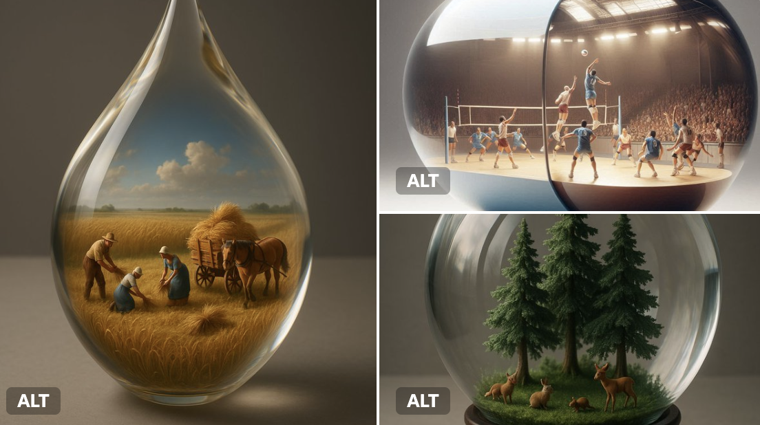 Giant Transparent or Glossy Object/container with a Miniature 3D Diorama Inside