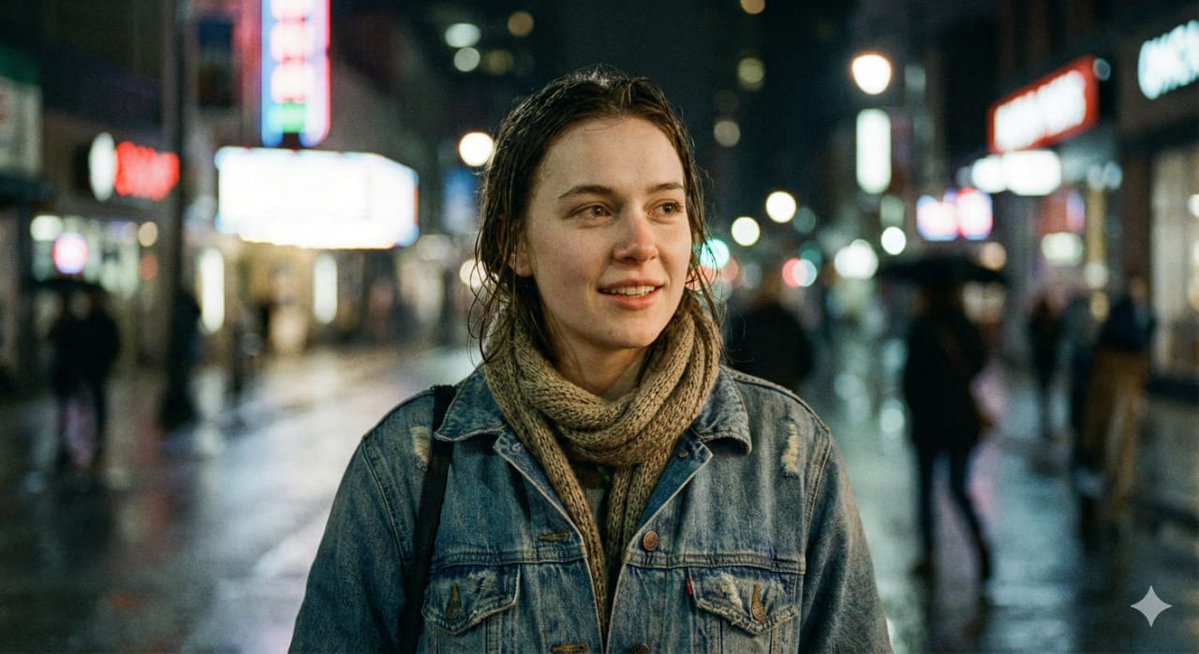 Neon City Cinematic Realistic Girl