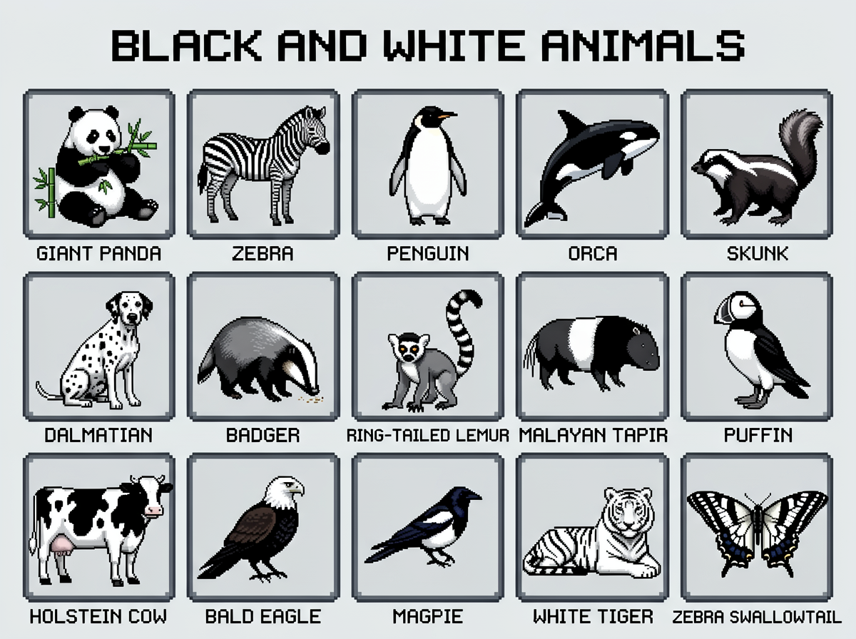 Black & White Pixel Animal Poster
