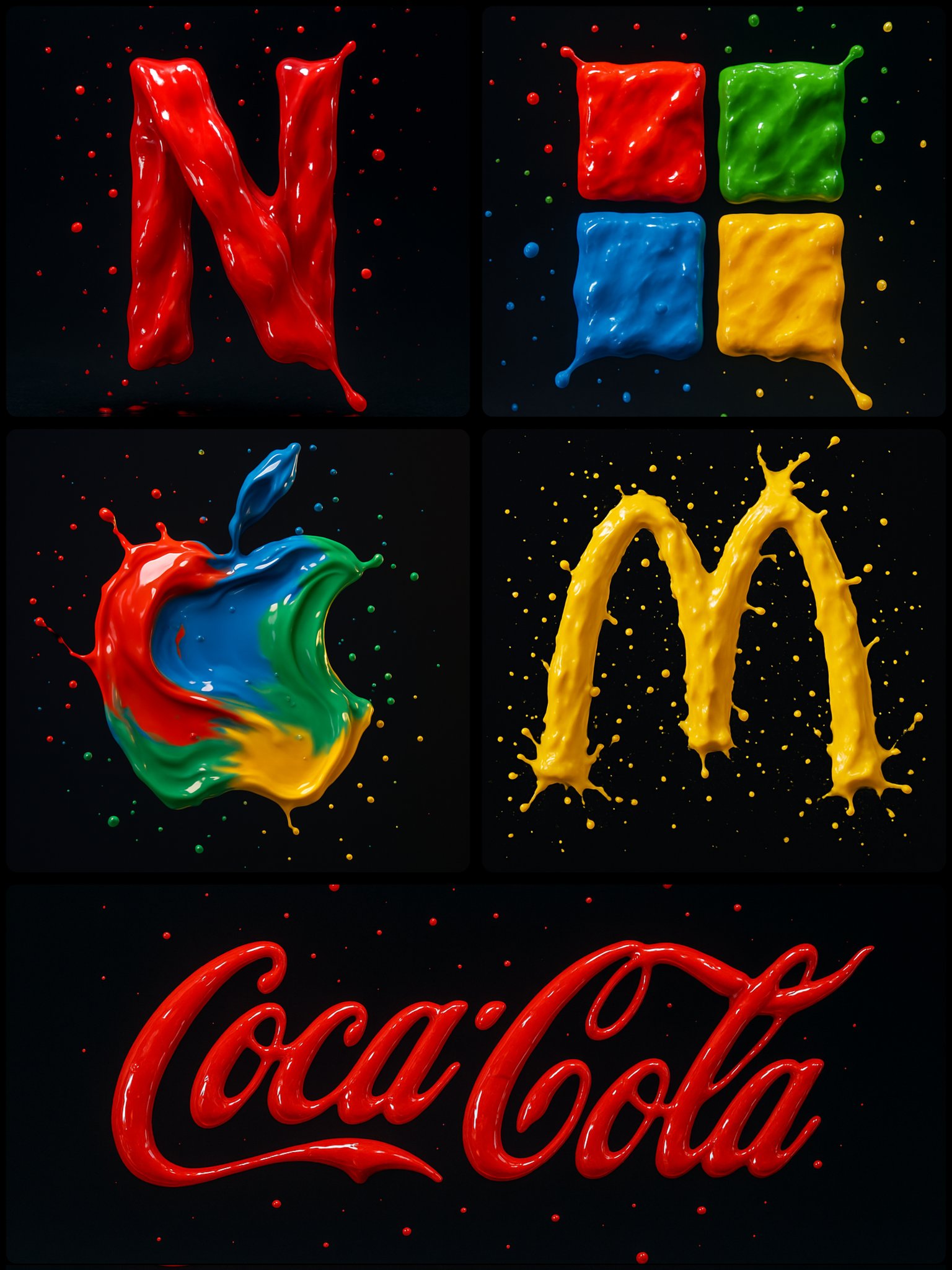 A Photograph of a BRAND Logo Formed From Four Vibrant Paint